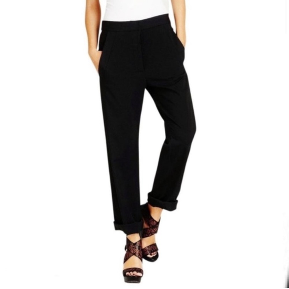 Diane Von Furstenberg Cavaro Black Crop Trousers Cuff Hem size 4